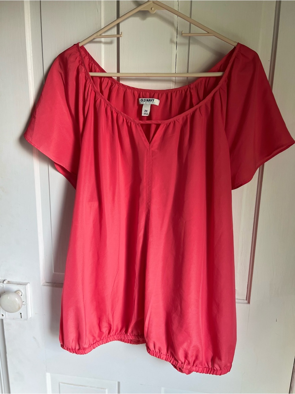 Old Navy Women’s Coral Short-Sleeve Peasant Blouse size 2XL